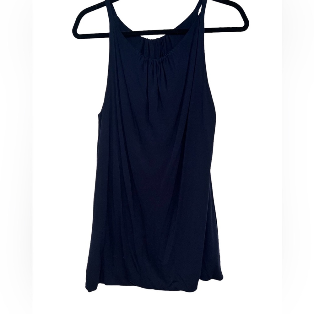 CAbi style 766 Sleeveless Blouse Tunic Stretch, navy blue. size M